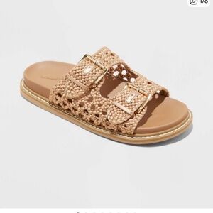 Target. Universal threads. Kylie crochet. Tan Woven Slide Sandals